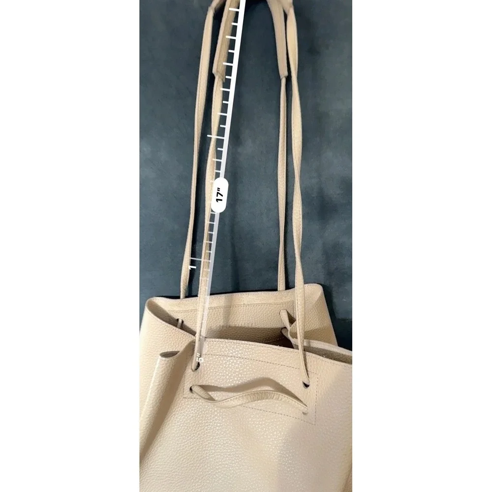 8 Other Reasons Pebbled Leather Shoulder Bag Beige Tan Minimalist Hobo Tote